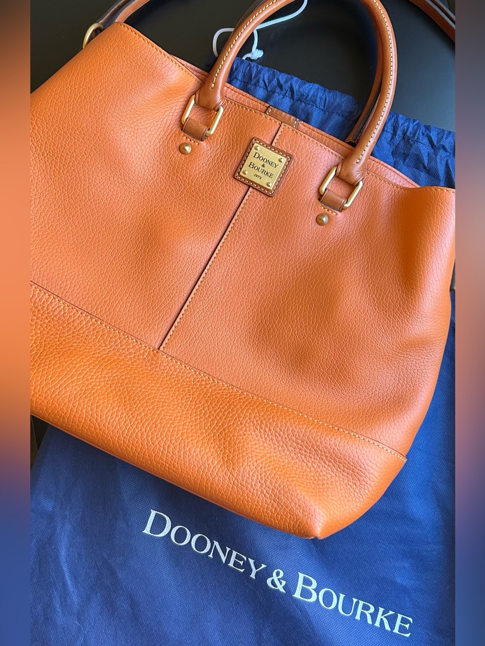 Dooney & Bourke Orange Leather Tote Bag - Picture 9 of 9